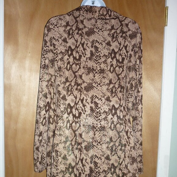 George Simonton SIMONTON Says Lurex Printed Knit Duster Brown Multi Large NWOT - Picture 4 of 11